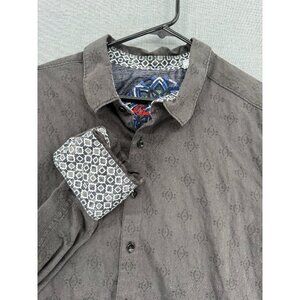 Robert Graham Button Dress Shirt Mens 2XL Preppy Flip Cuffs Geometric